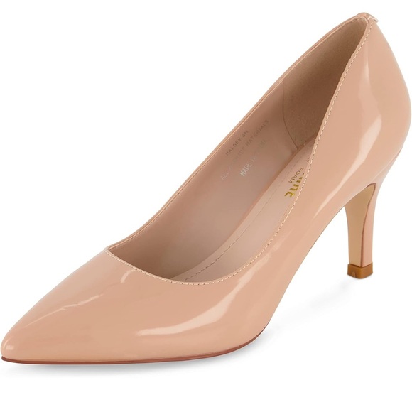 CUSHIONAIRE Women's Halsey Dress Pump with + Comfort Patent Leather Nude Heel - Picture 4 of 9